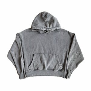 Zara Heavyweight Blank Grey Cropped Hoodie — Size Small